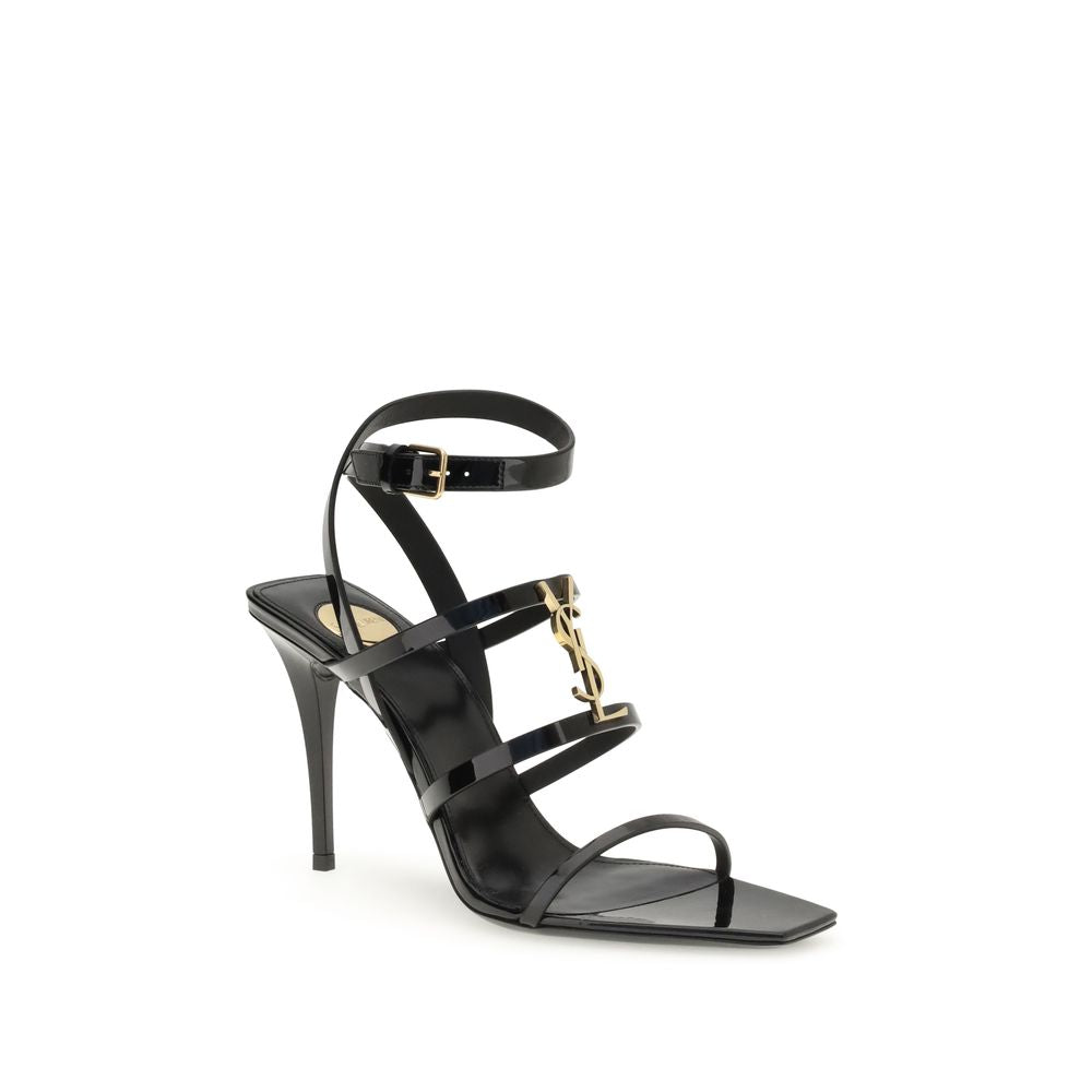 Black Calf Leather Bos Taurus Stiletto Heel Sandals - ventzia