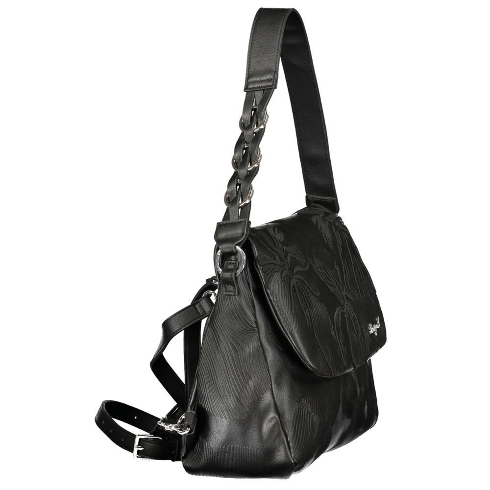 Black Polyurethane Women Backpack - ventzia