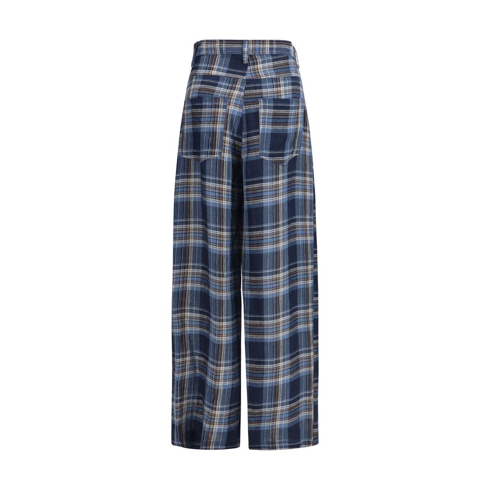 Blue Linen Casual Pants - ventzia