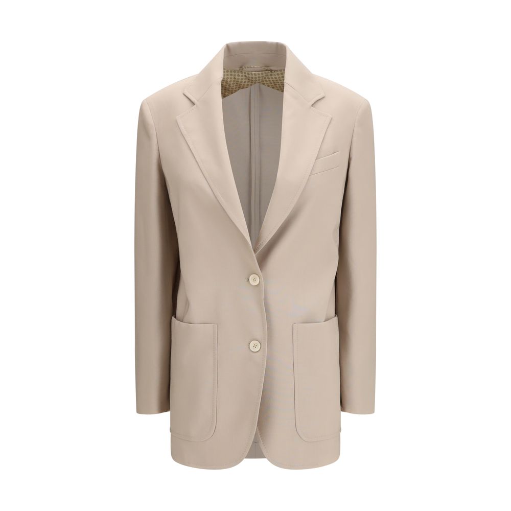 Beige Fleece Wool Blazer - ventzia