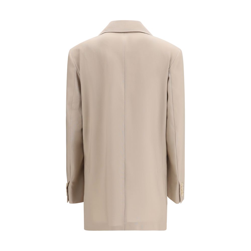 Beige Fleece Wool Blazer - ventzia