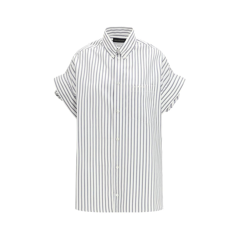 White Cotton Shortsleeve Shirt - ventzia
