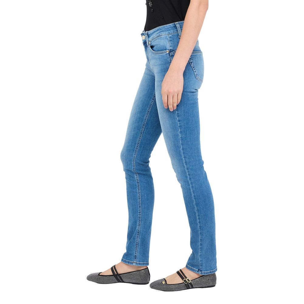 Light Blue Cotton Skinny Jeans - ventzia
