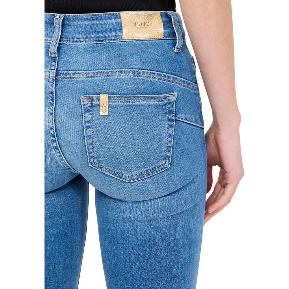 Light Blue Cotton Skinny Jeans - ventzia