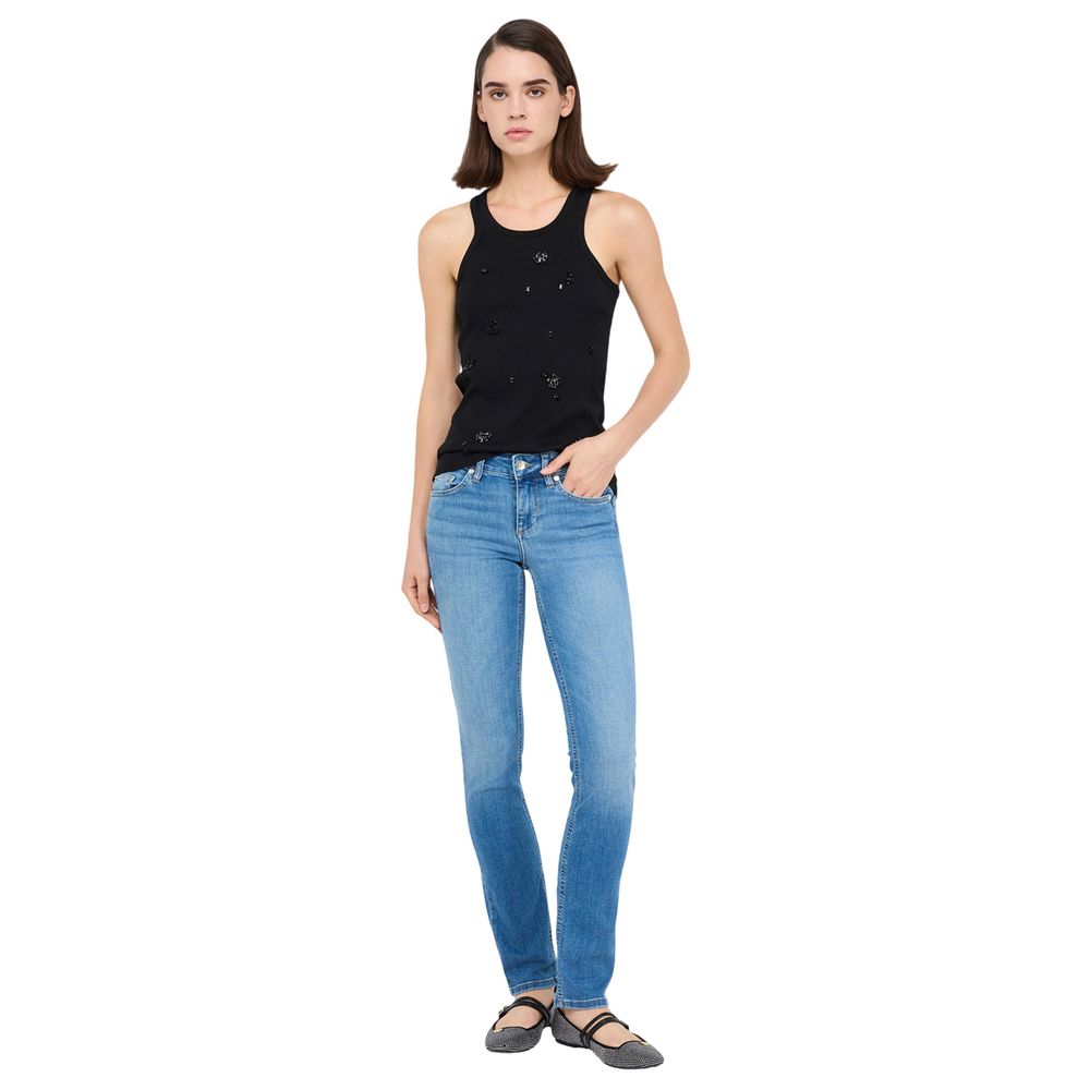 Light Blue Cotton Skinny Jeans - ventzia