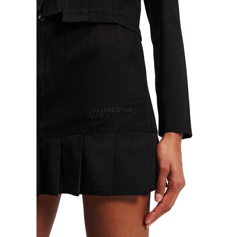 Black Cotton Mini Skirt - ventzia