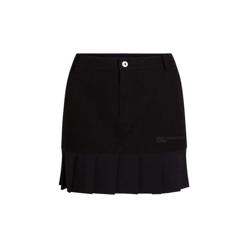 Black Cotton Mini Skirt - ventzia