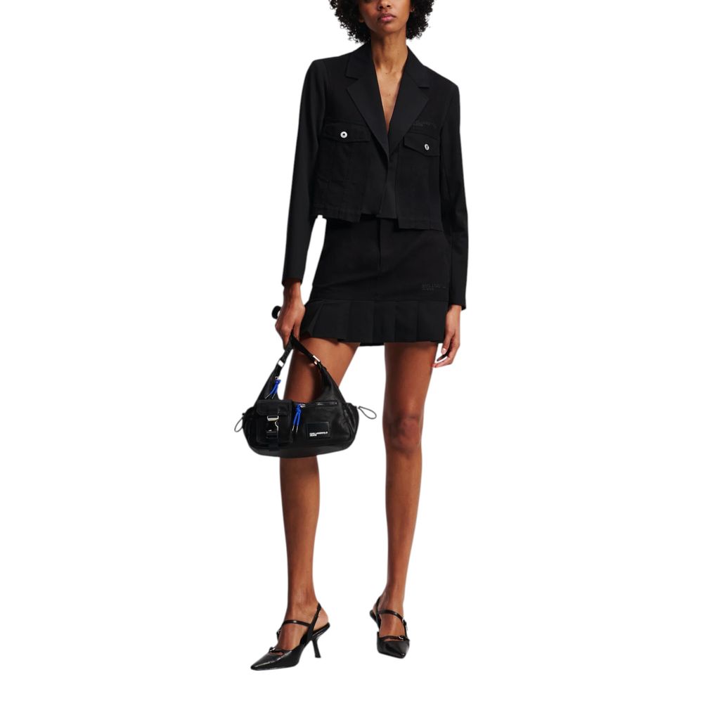 Black Polyester Blazer - ventzia
