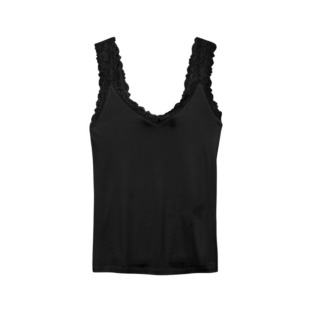 Black Viscose Tank Tops - ventzia