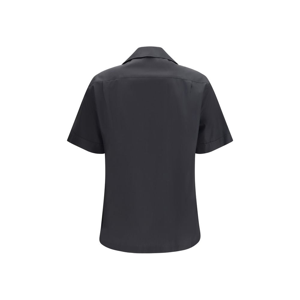 Black Cotton Shortsleeve Shirt - ventzia