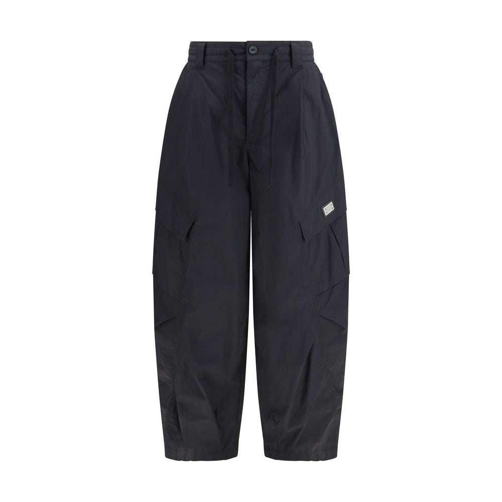 Black Cotton Cargo Pants - ventzia