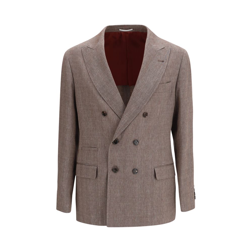 Brown Linen Blazer - ventzia