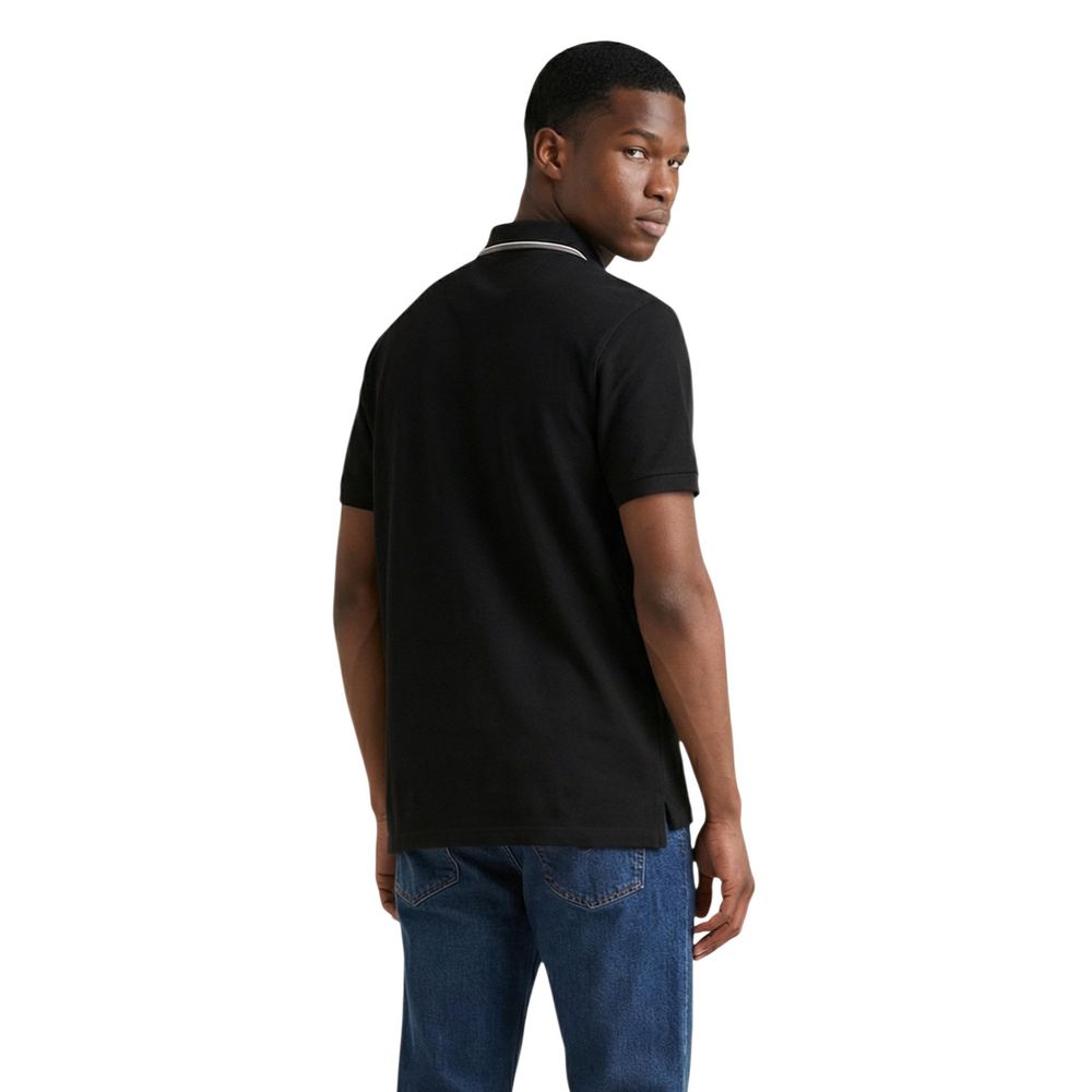Black Cotton Polo Shirt - ventzia