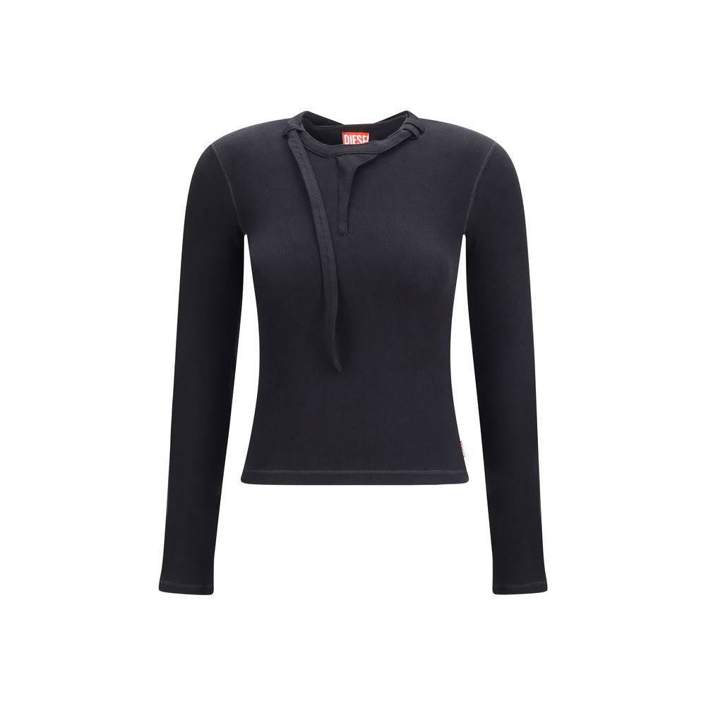 Black Cotton Long Sleeve T-Shirt - ventzia