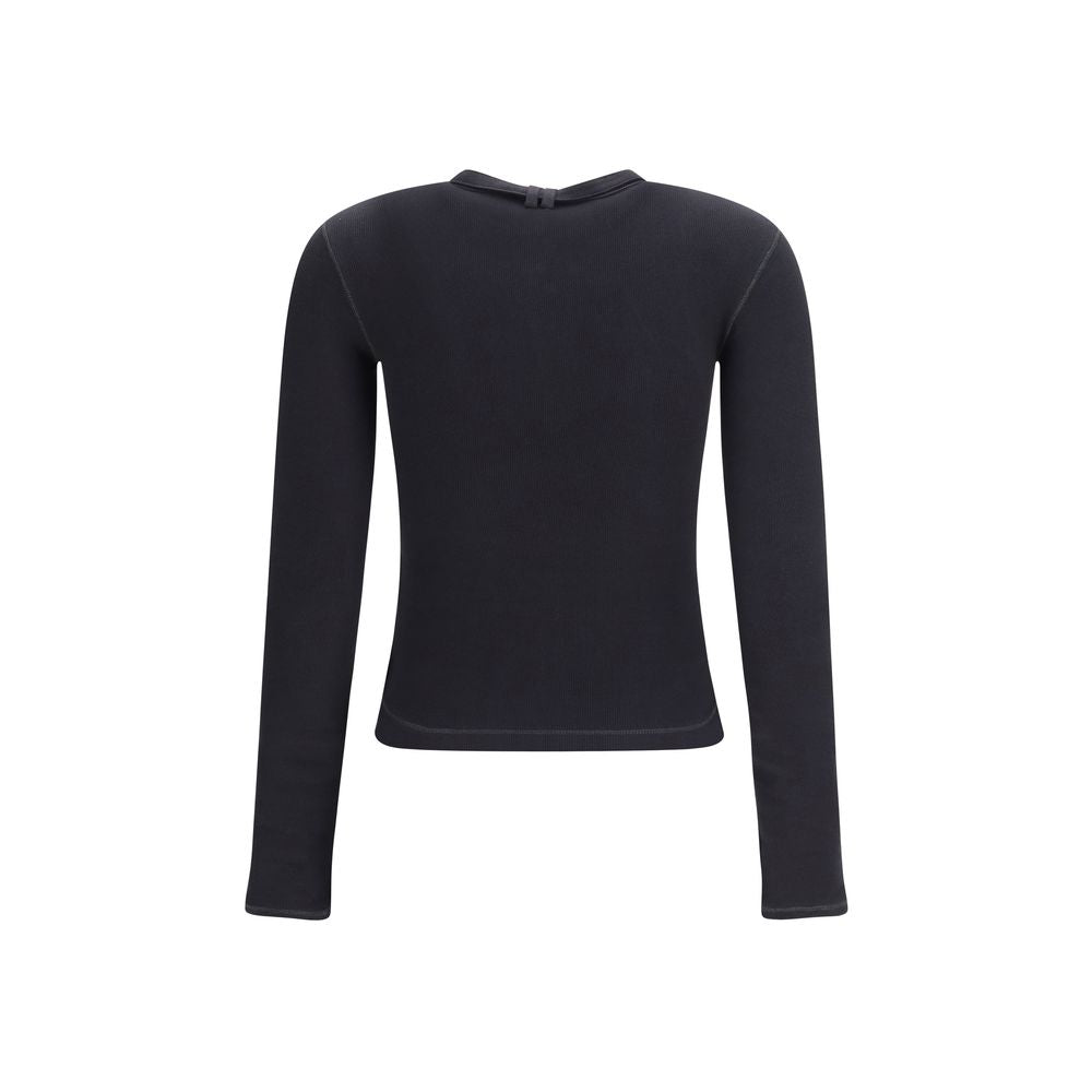 Black Cotton Long Sleeve T-Shirt - ventzia