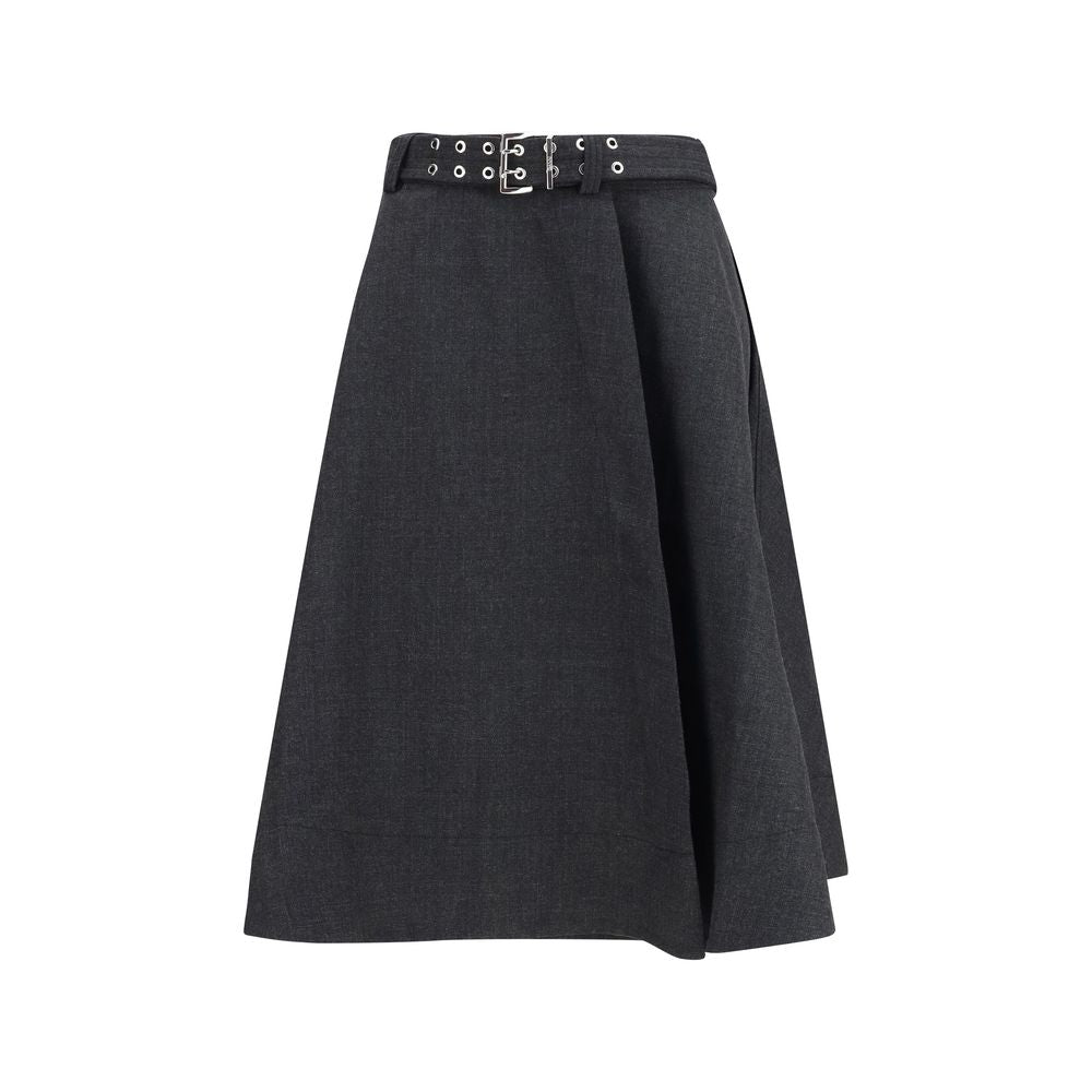 Gray Recycled Polyester Long Skirt - ventzia