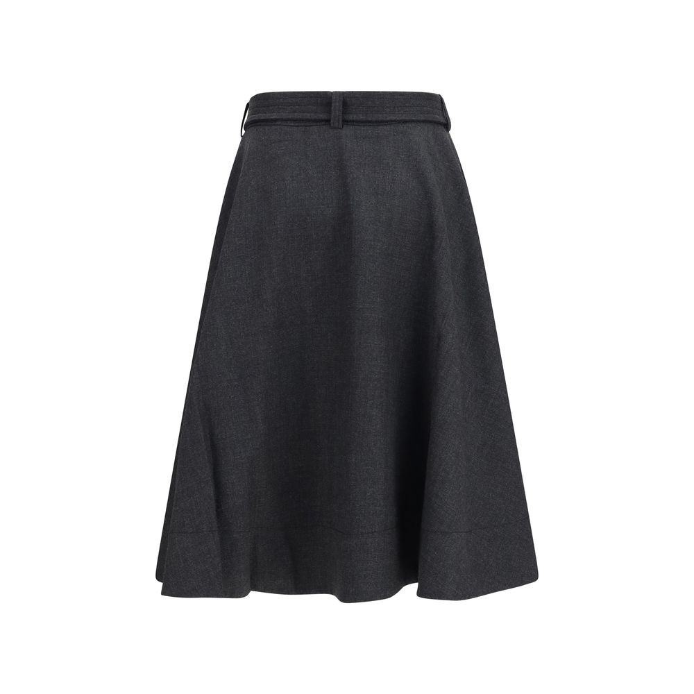 Gray Recycled Polyester Long Skirt - ventzia