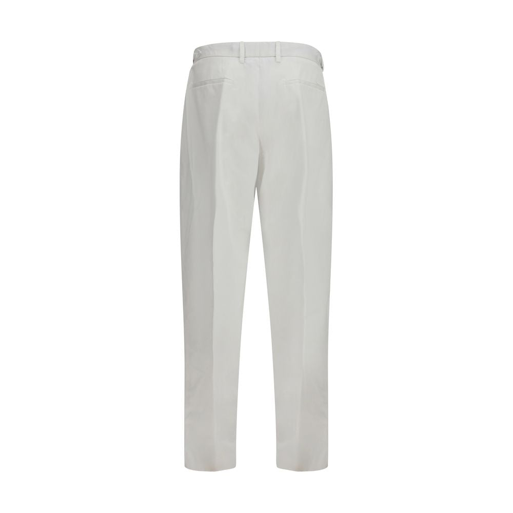 White Cotton Casual Pants - ventzia