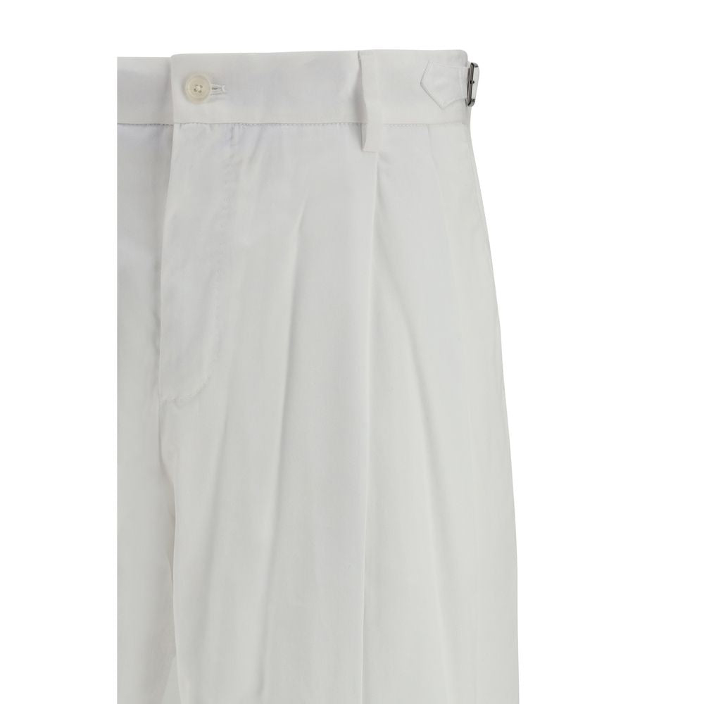 White Cotton Casual Pants - ventzia