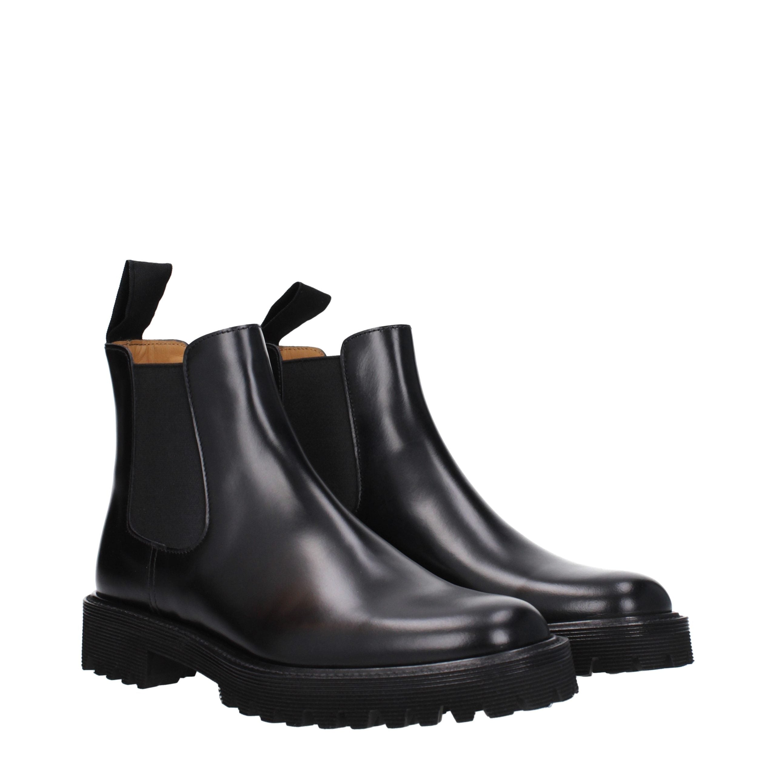 Black Leather Ankle Boots - ventzia
