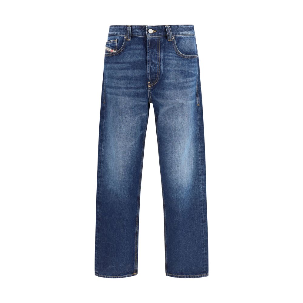Blue Cotton Tapered Jeans - ventzia