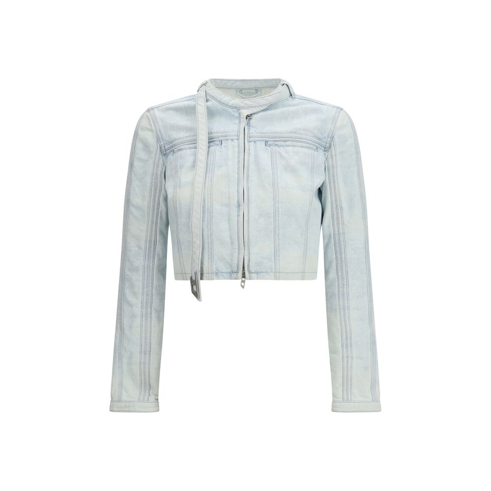 Blue Cotton Biker Jacket - ventzia