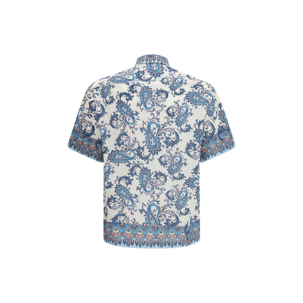 Blue Cotton Pattern Shirt - ventzia