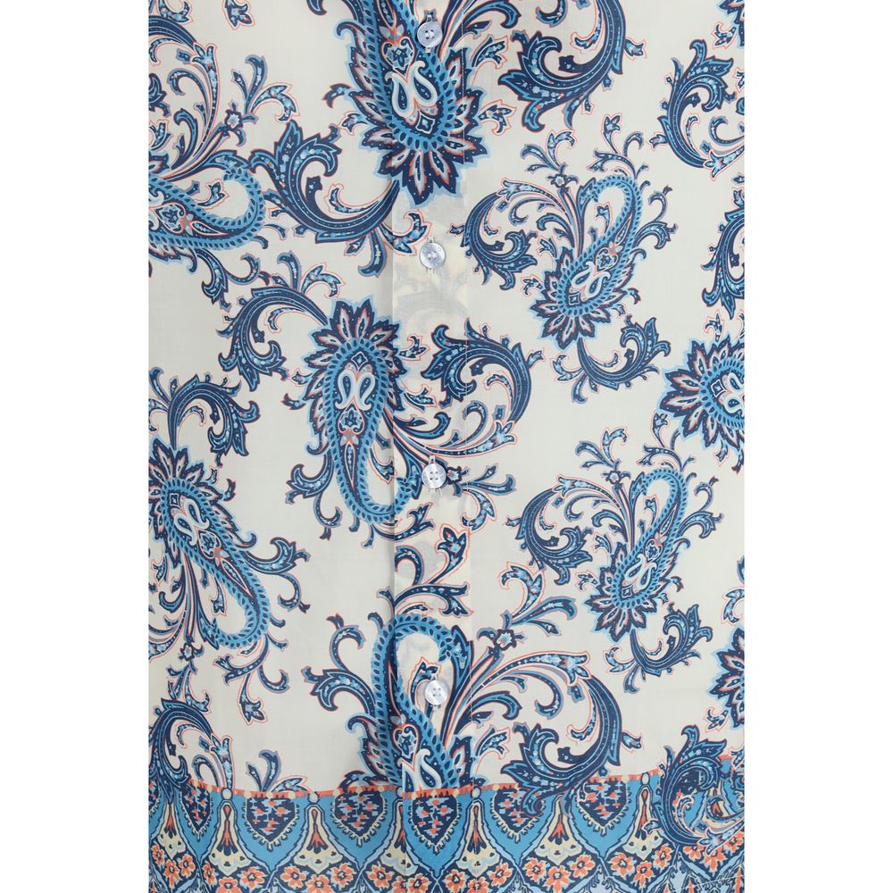 Blue Cotton Pattern Shirt - ventzia