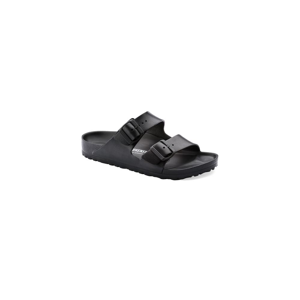 Black Polyester Flat Sandals - ventzia