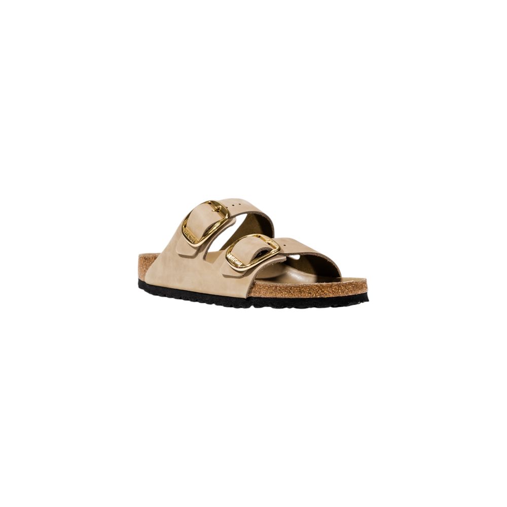 Beige Leather Flat Sandals - ventzia