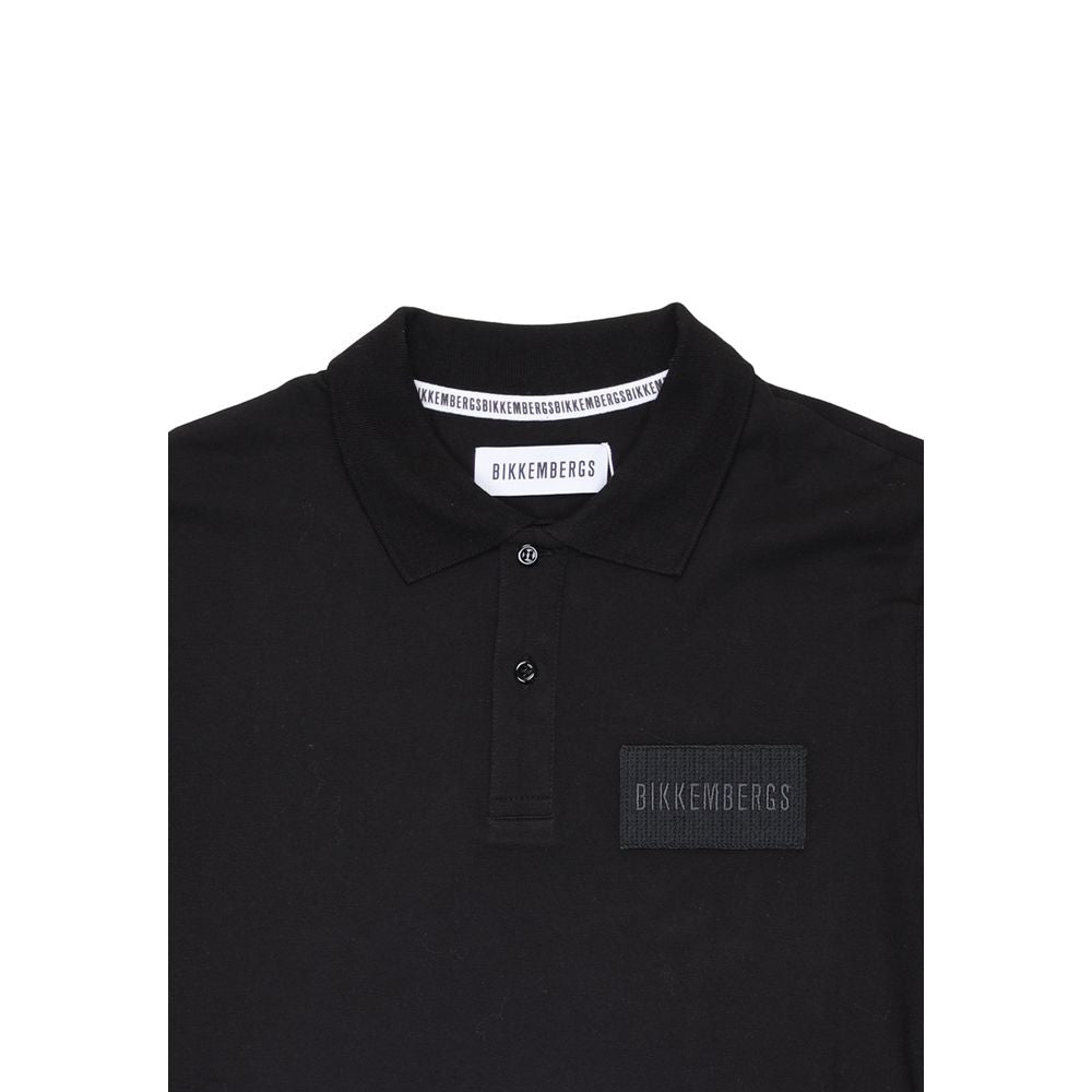 Black Cotton Polo Shirt - ventzia
