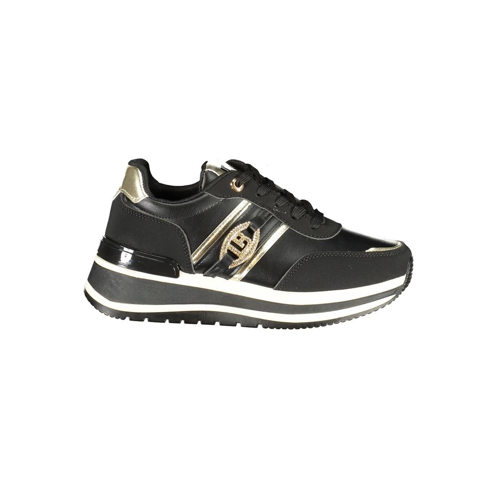 Black Polyurethane Women Sneaker - ventzia