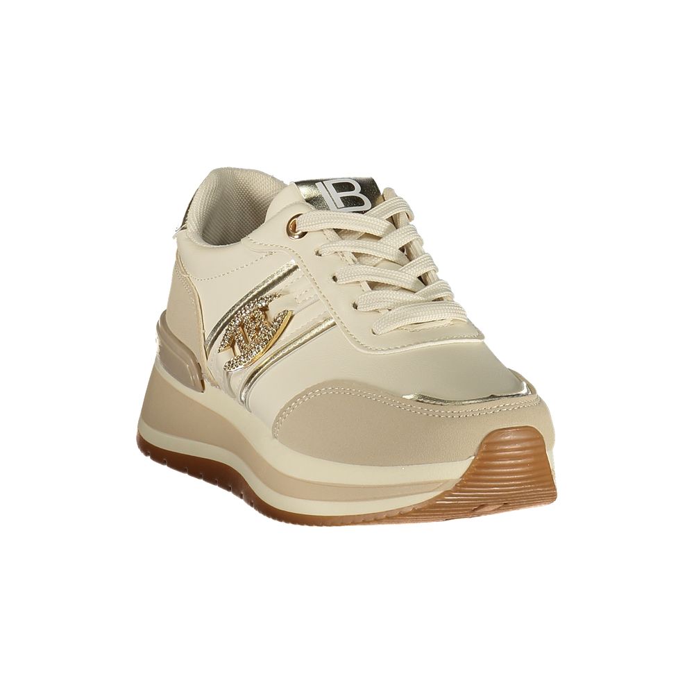 Beige Polyurethane Women Sneaker - ventzia