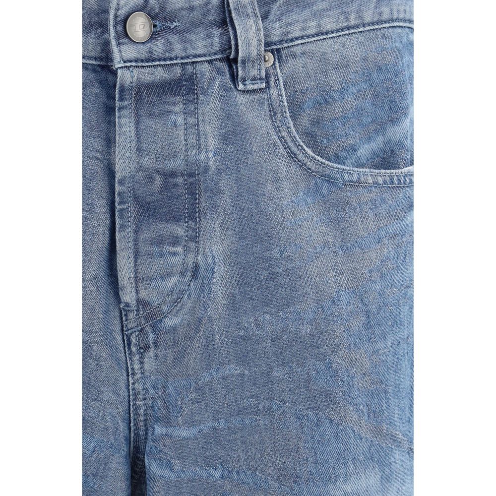 Blue Cotton Straight-Leg Jeans - ventzia