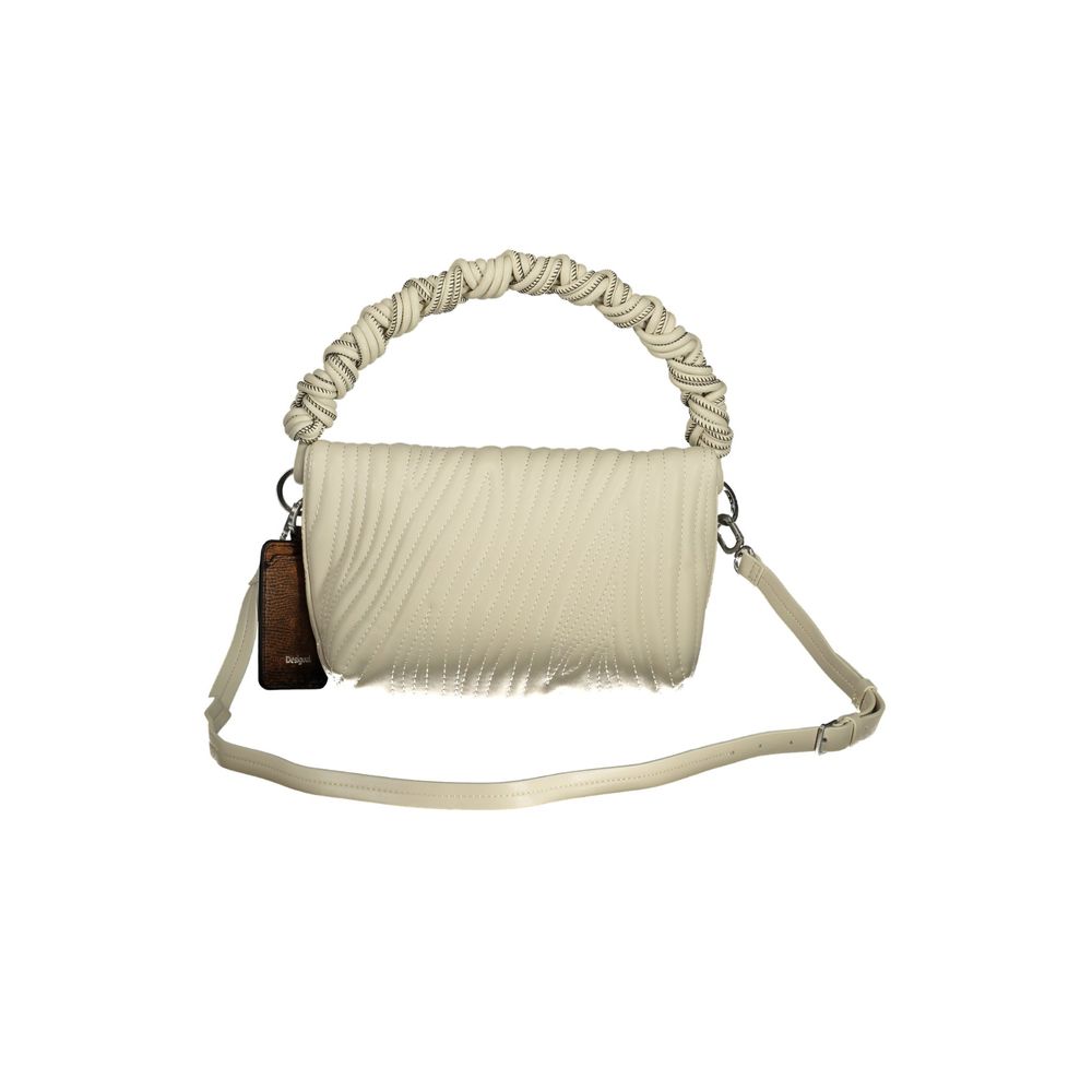 Ecru Polyurethane Women's Handbag - ventzia