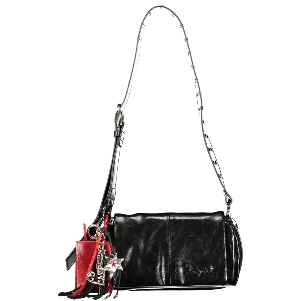 Black Polyurethane Women Handbag - ventzia