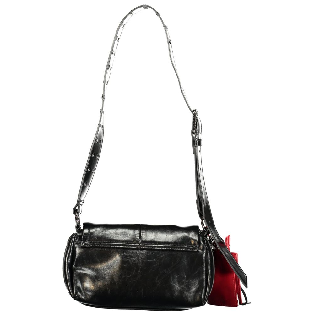 Black Polyurethane Women Handbag - ventzia