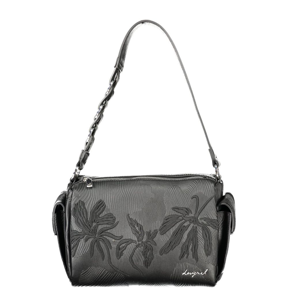 Black Polyurethane Women Handbag - ventzia
