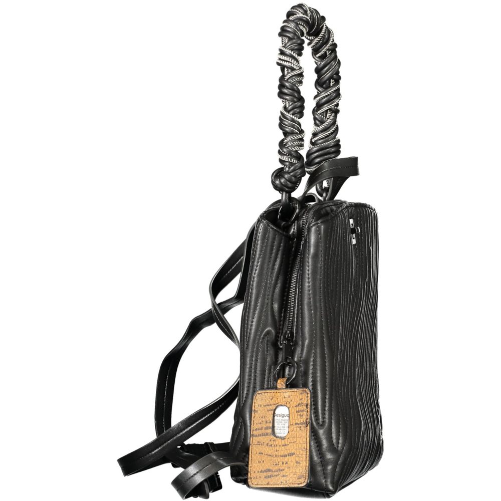 Black Polyurethane Women Mini Backpack