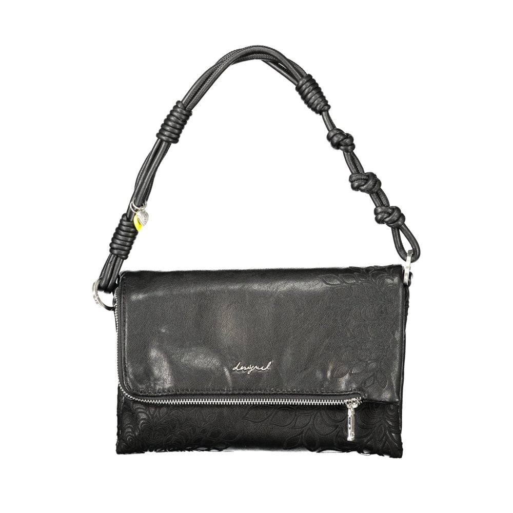 Black Polyurethane Women Handbag - ventzia
