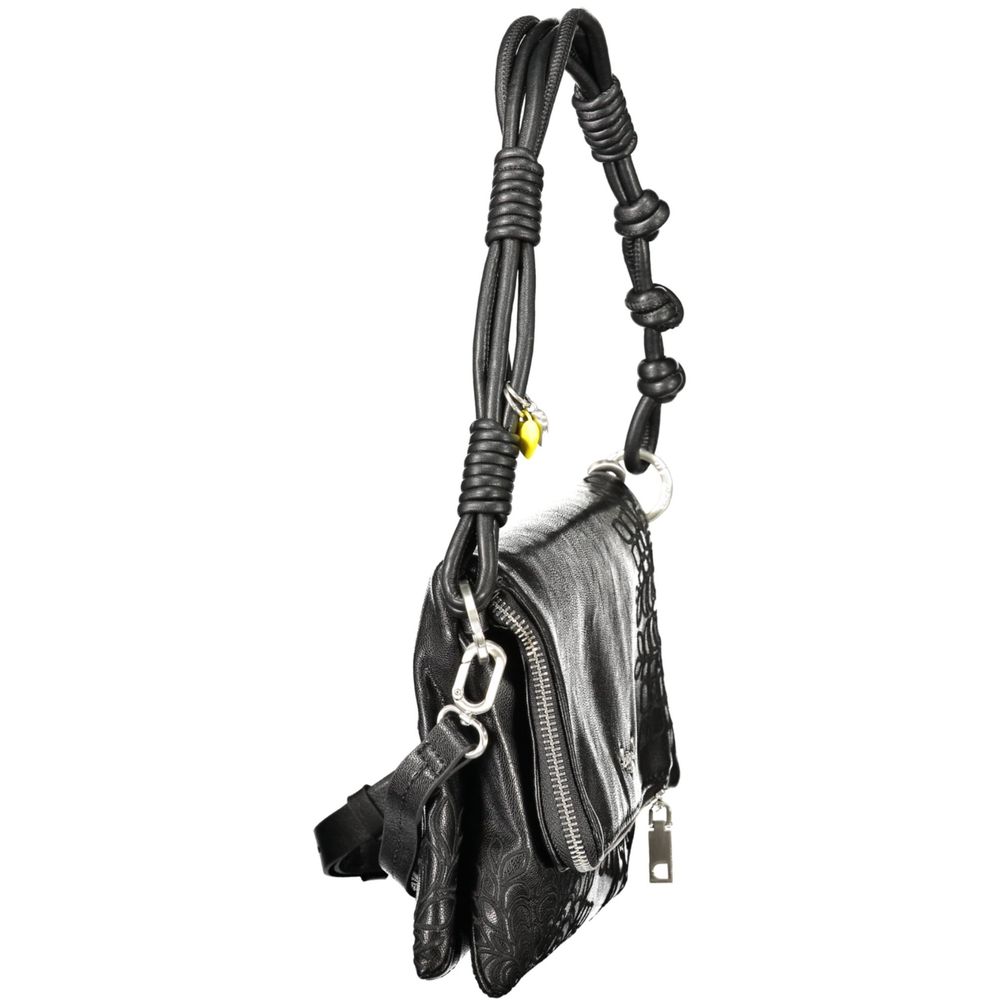 Black Polyurethane Women Handbag - ventzia