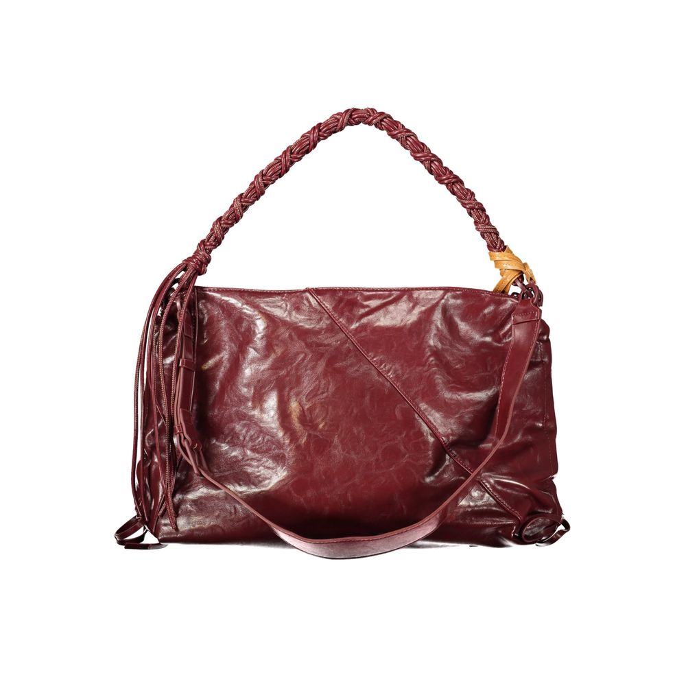 Burgundy Polyurethane Women Handbag - ventzia