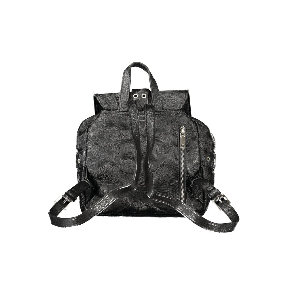 Black Polyurethane Women Backpack - ventzia
