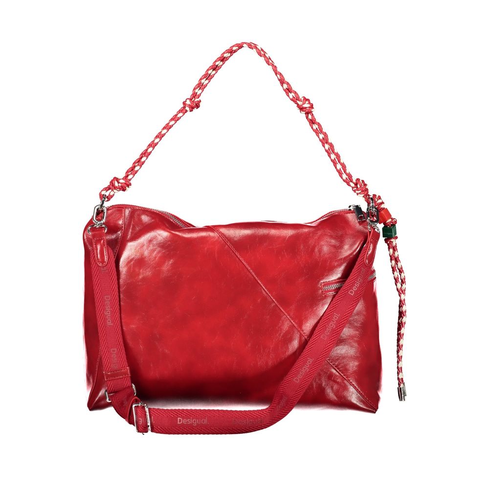Red Polyurethane Women Handbag - ventzia