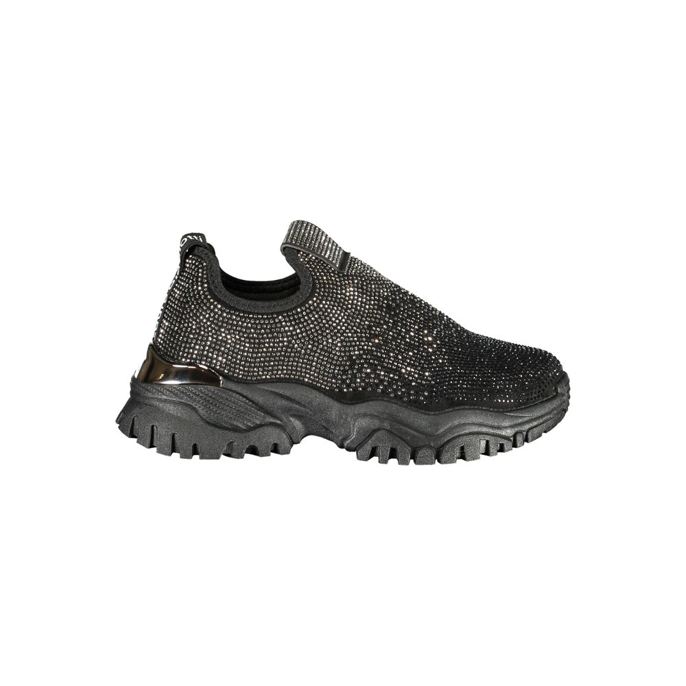 Black Polyurethane Women Sneaker - ventzia