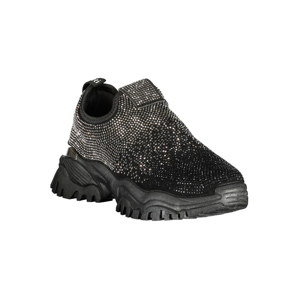 Black Polyurethane Women Sneaker - ventzia