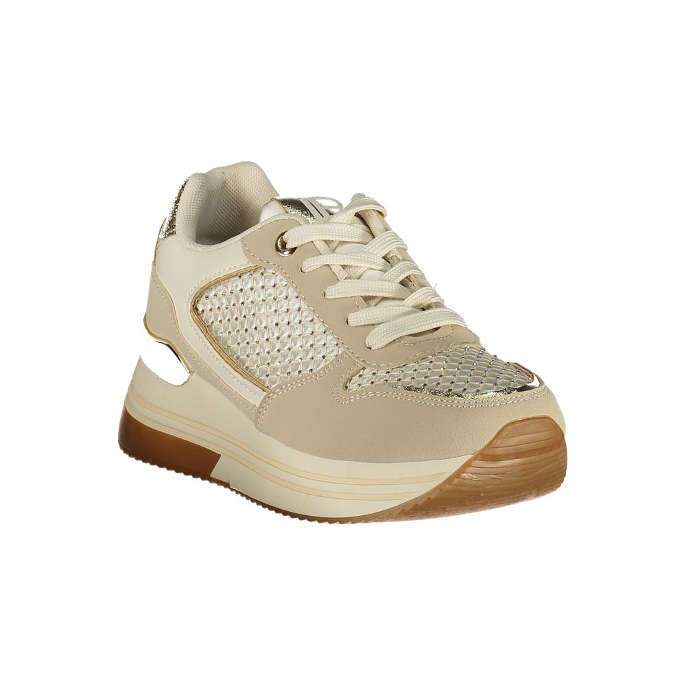 Beige Polyurethane Women Sneaker - ventzia