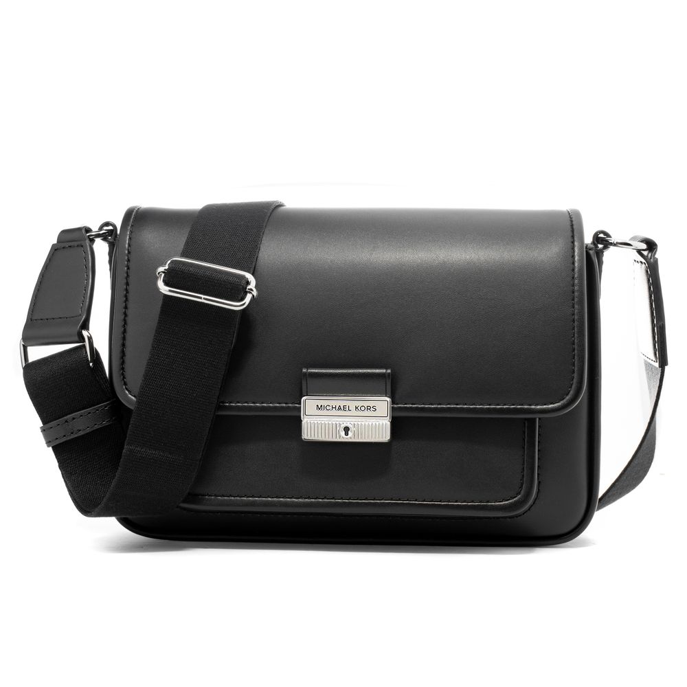 Black Leather Shoulder Bag - ventzia