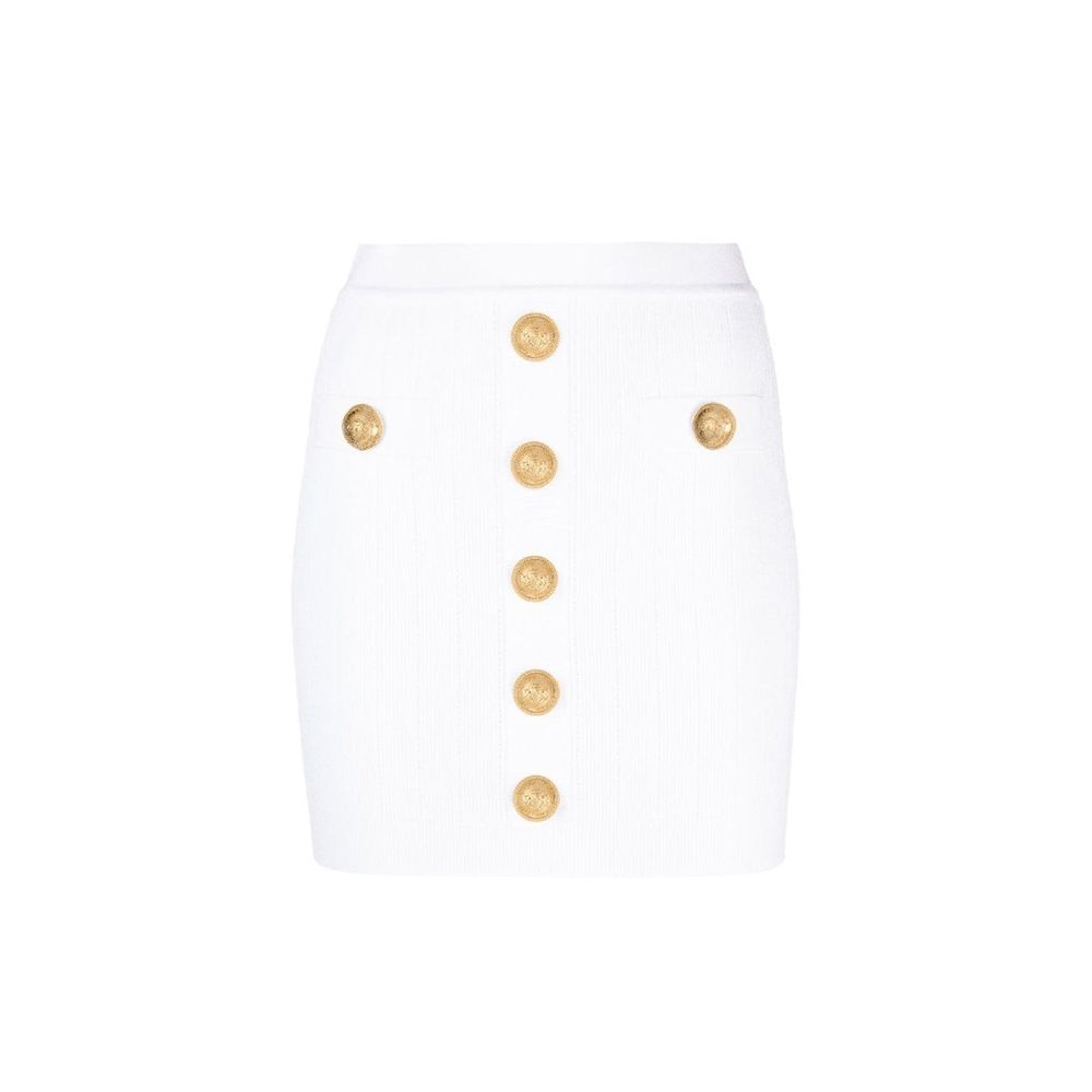 White Polyester Mini Skirt - ventzia