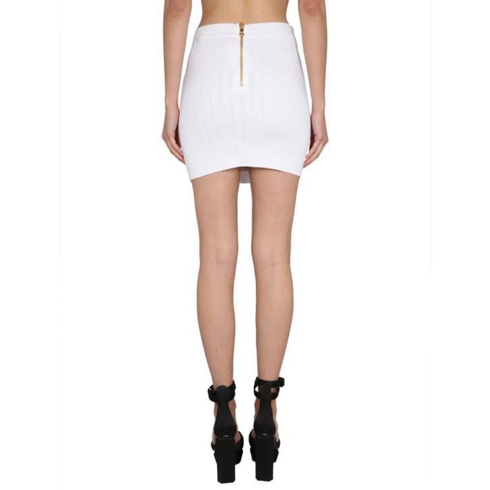 White Polyester Mini Skirt - ventzia